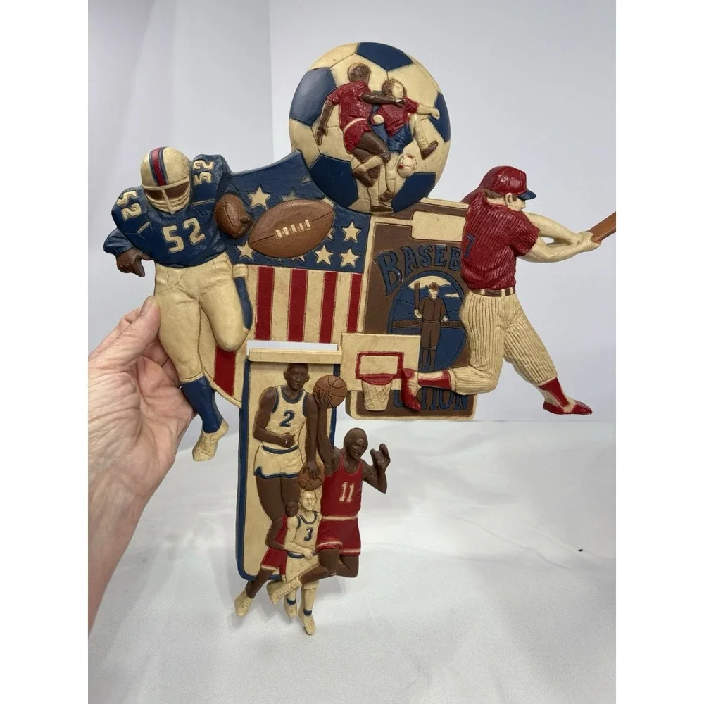 Vintage Homco 7628 Football Baseball Soccer 3D Wall Art‎ Sports Bar